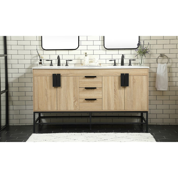 Elegant Kitchen/Bath Eugene 60" Double Bathroom Vanity, Mango Wood