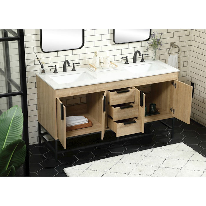 Elegant Kitchen/Bath Eugene 60" Double Bathroom Vanity, Mango Wood