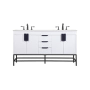 Elegant Kitchen/Bath Eugene 60" Double Bathroom Vanity, White - VF48860DMWH