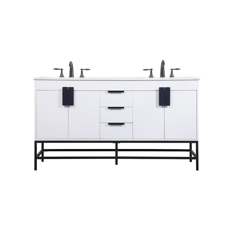 Elegant Kitchen/Bath Eugene 60" Double Bathroom Vanity, White - VF48860DMWH