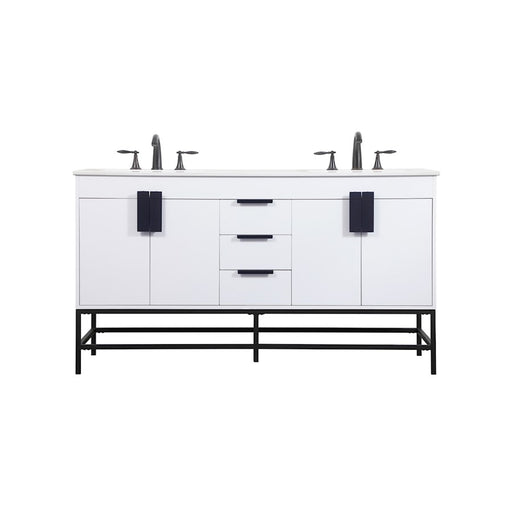 Elegant Kitchen/Bath Eugene 60" Double Bathroom Vanity, White - VF48860DMWH