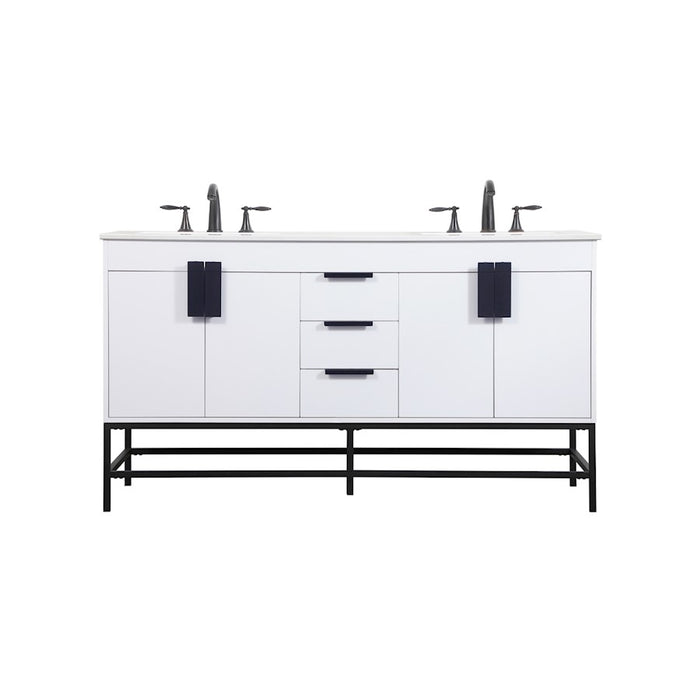 Elegant Kitchen/Bath Eugene 60" Double Bathroom Vanity, White - VF48860DMWH