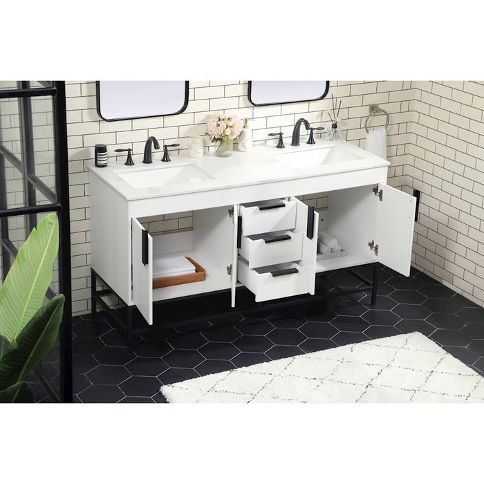 Elegant Kitchen/Bath Eugene 60" Double Bathroom Vanity, White
