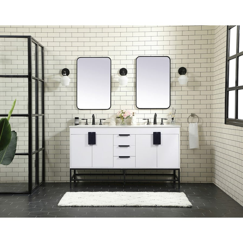 Elegant Kitchen/Bath Eugene 60" Double Bathroom Vanity, White