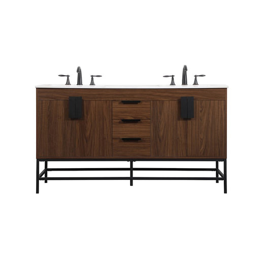 Elegant Kitchen/Bath Eugene 60" Double Bathroom Vanity, Walnut - VF48860DMWT