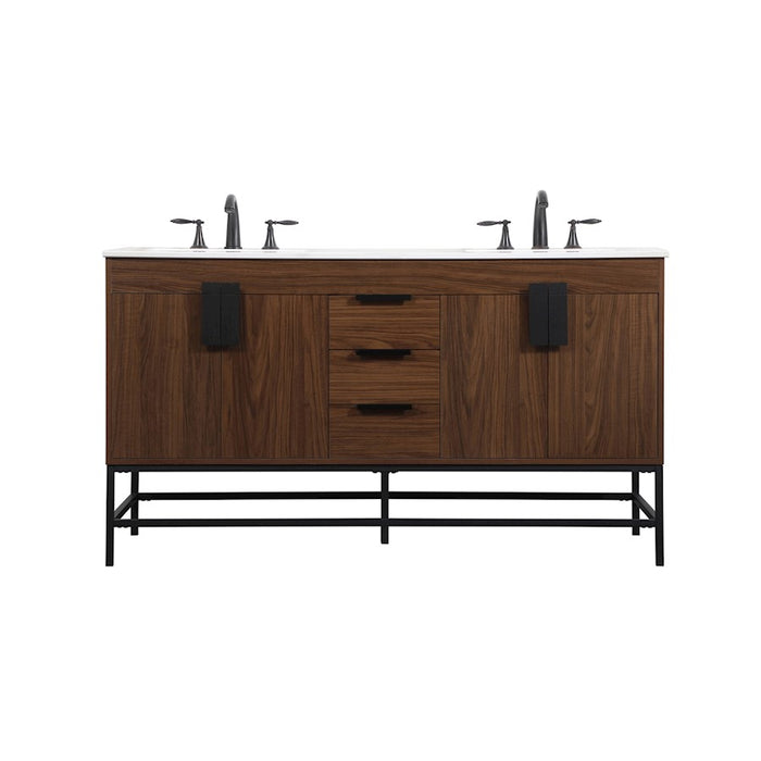 Elegant Kitchen/Bath Eugene 60" Double Bathroom Vanity, Walnut - VF48860DMWT