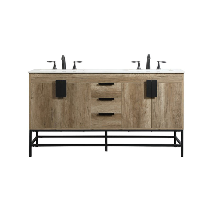 Elegant Kitchen/Bath Eugene 60" Double Bathroom Vanity, Natural Oak - VF48860DNT