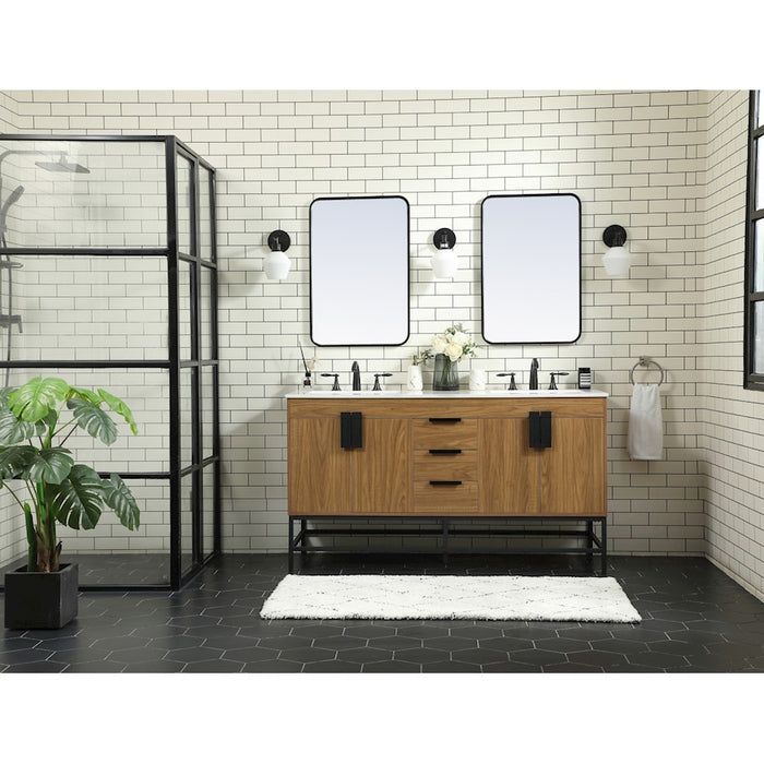 Elegant Kitchen/Bath Eugene 60" Double Bathroom Vanity, Natural Oak