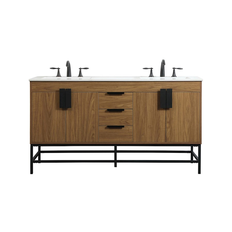 Elegant Eugene 60" Double Bathroom Vanity, Walnut Brown - VF48860DWB
