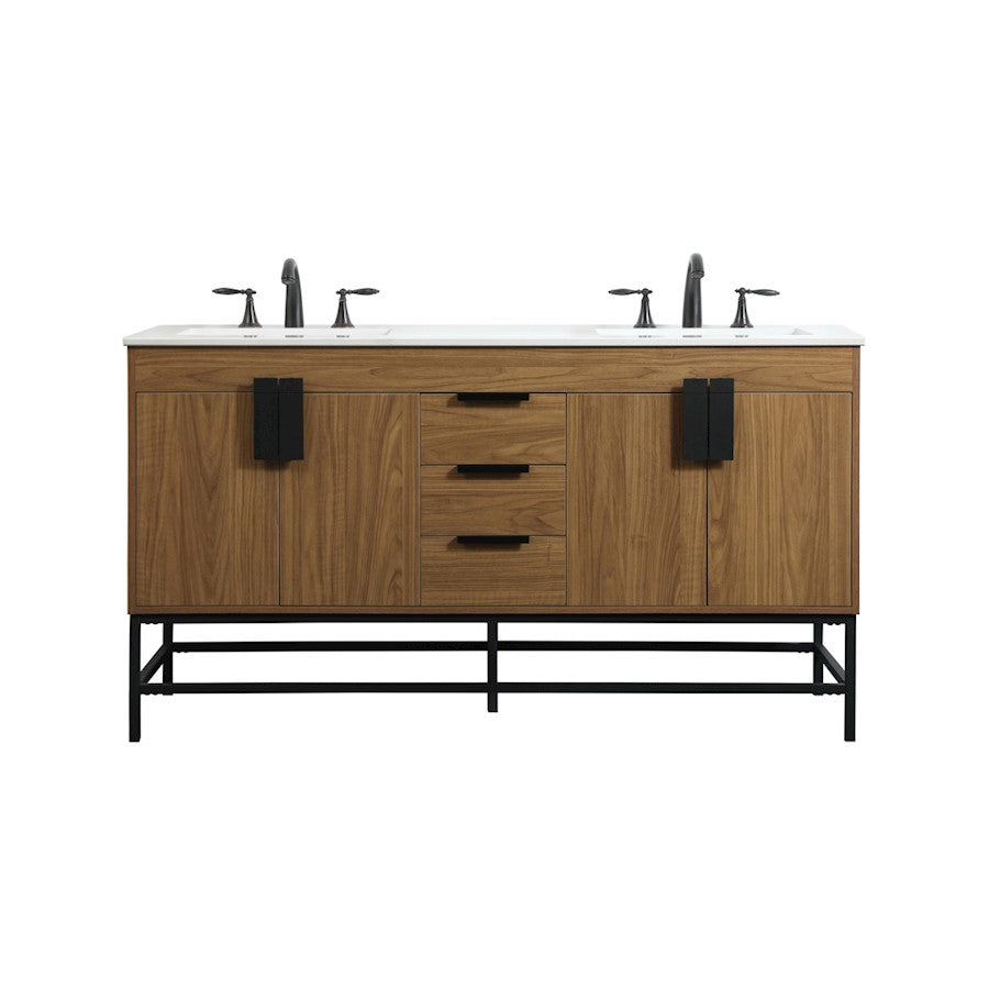 Elegant Eugene 60" Double Bathroom Vanity, Walnut Brown - VF48860DWB