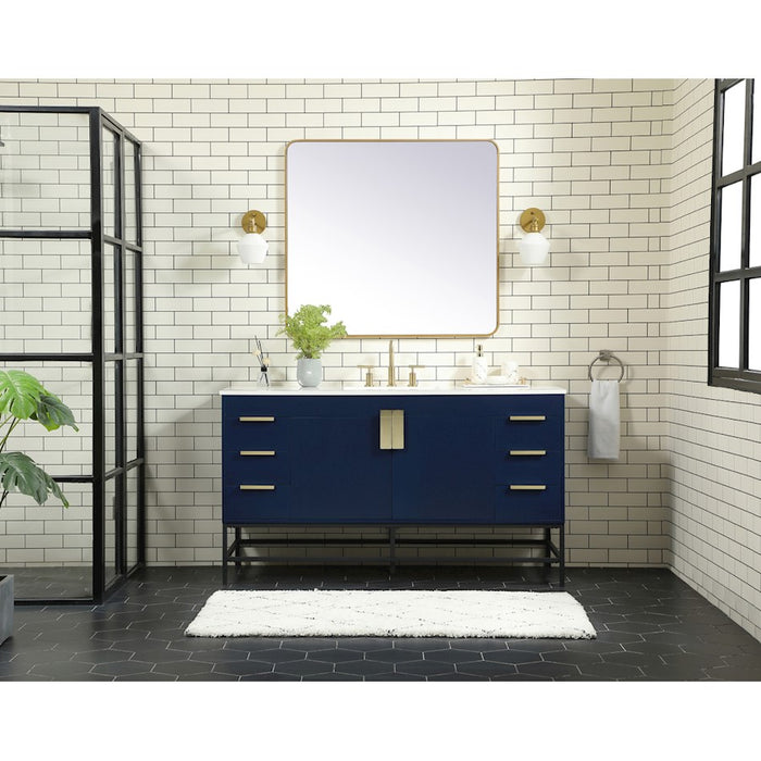 Elegant Eugene 60" Double Bathroom Vanity, Walnut Brown