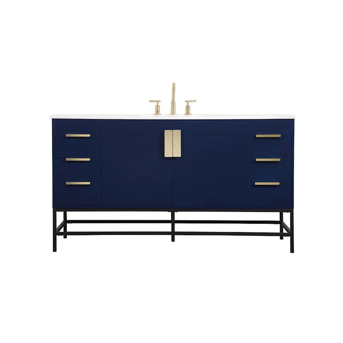 Elegant Kitchen/Bath Eugene 60" Single Bathroom Vanity, Blue - VF48860MBL