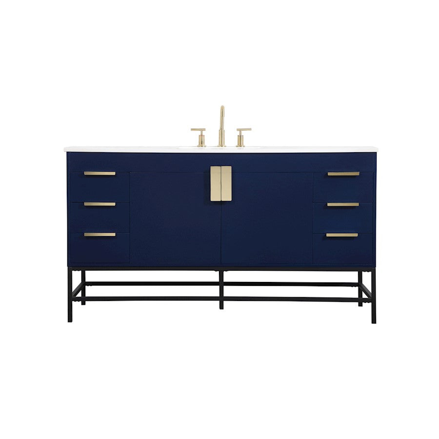Elegant Kitchen/Bath Eugene 60" Single Bathroom Vanity, Blue - VF48860MBL
