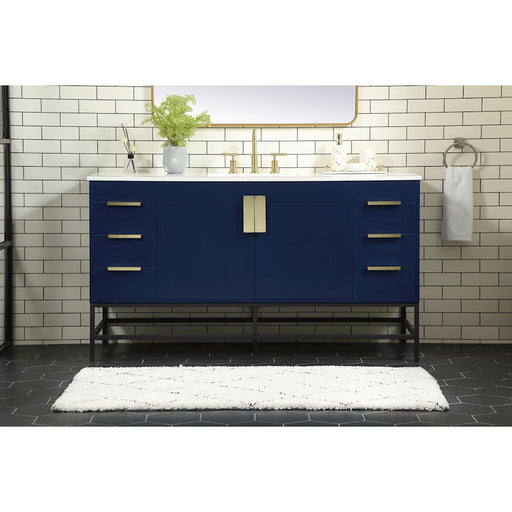 Elegant Kitchen/Bath Eugene 60" Single Bathroom Vanity, Blue