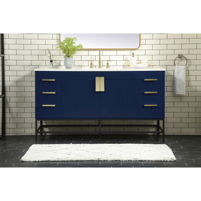 Elegant Kitchen/Bath Eugene 60" Single Bathroom Vanity, Blue