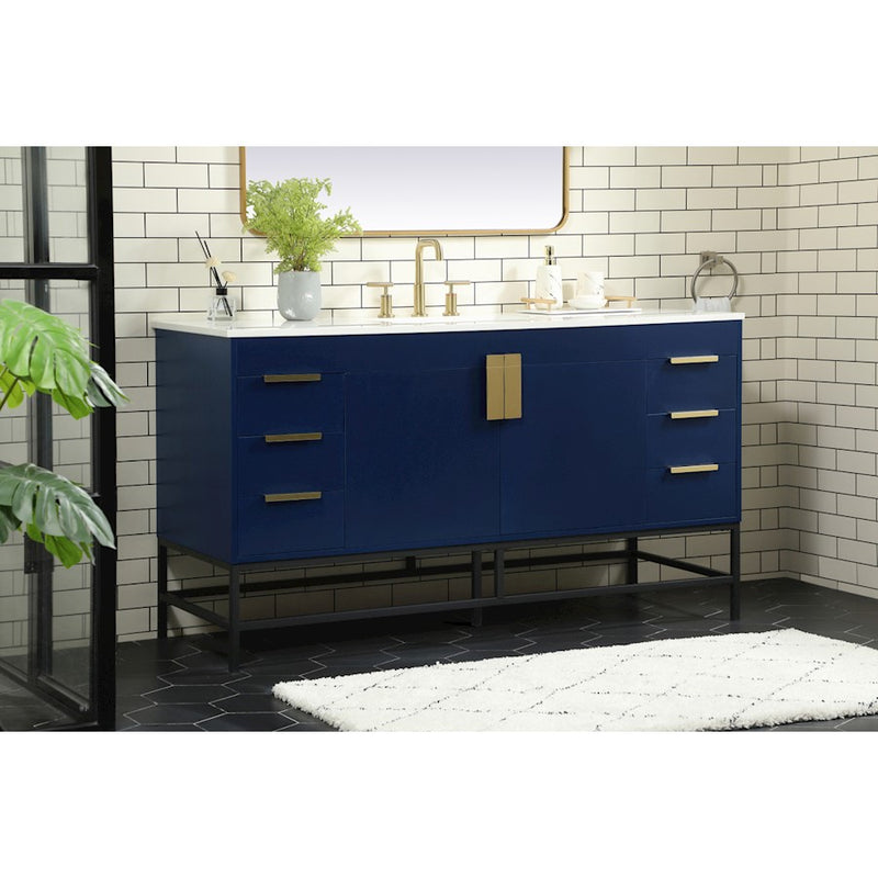 Elegant Kitchen/Bath Eugene 60" Single Bathroom Vanity, Blue