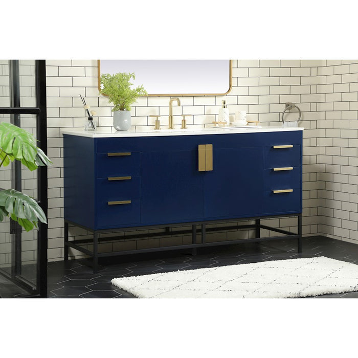 Elegant Kitchen/Bath Eugene 60" Single Bathroom Vanity, Blue