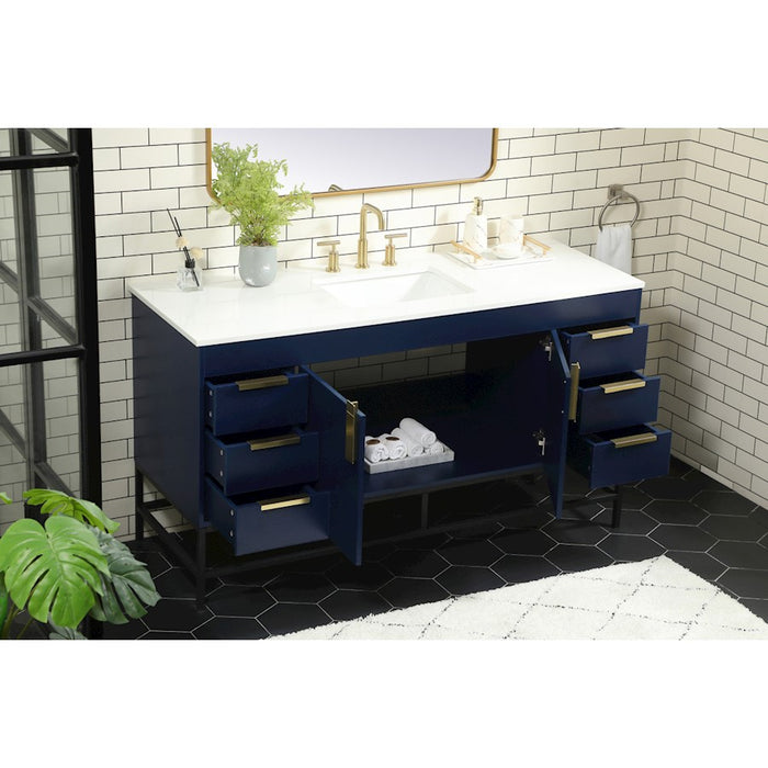 Elegant Kitchen/Bath Eugene 60" Single Bathroom Vanity, Blue