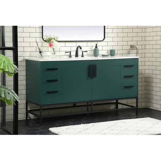 Elegant Kitchen/Bath Eugene 60" Single Bathroom Vanity, Green