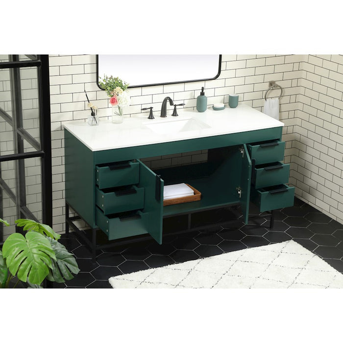Elegant Kitchen/Bath Eugene 60" Single Bathroom Vanity, Green