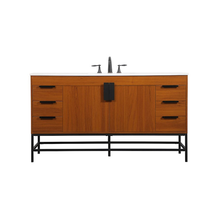 Elegant Kitchen/Bath Eugene 60" Single Bathroom Vanity, Teak - VF48860MTK