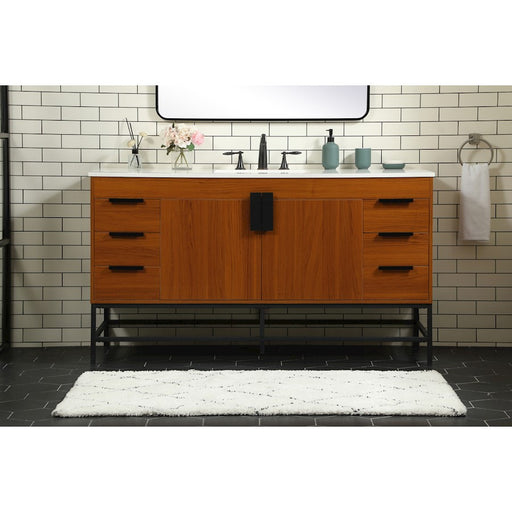 Elegant Kitchen/Bath Eugene 60" Single Bathroom Vanity, Teak