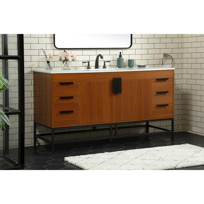 Elegant Kitchen/Bath Eugene 60" Single Bathroom Vanity, Teak