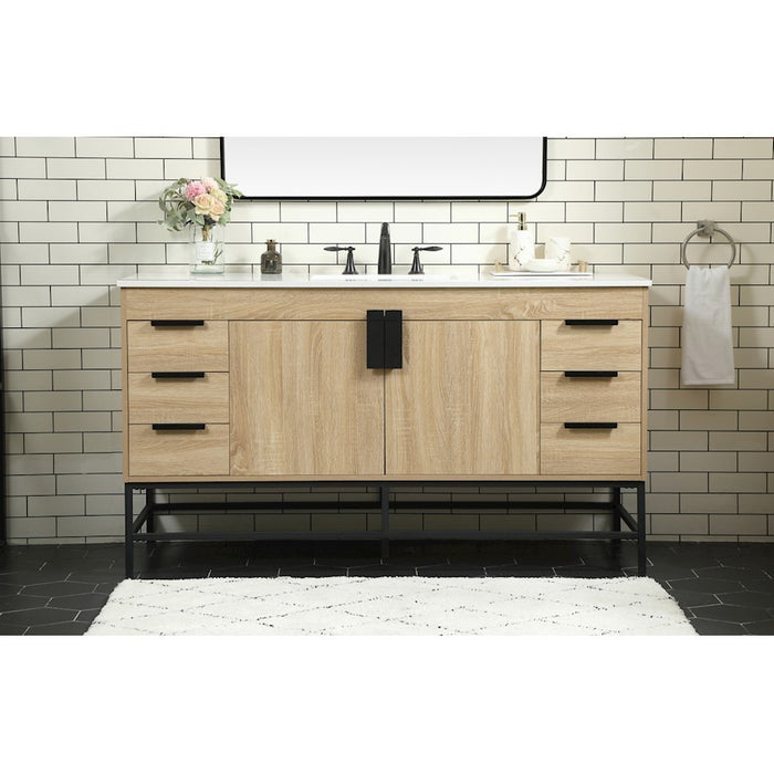 Elegant Kitchen/Bath Eugene 60" Single Bathroom Vanity, Mango Wood