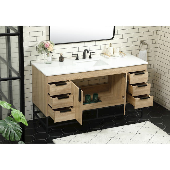 Elegant Kitchen/Bath Eugene 60" Single Bathroom Vanity, Mango Wood