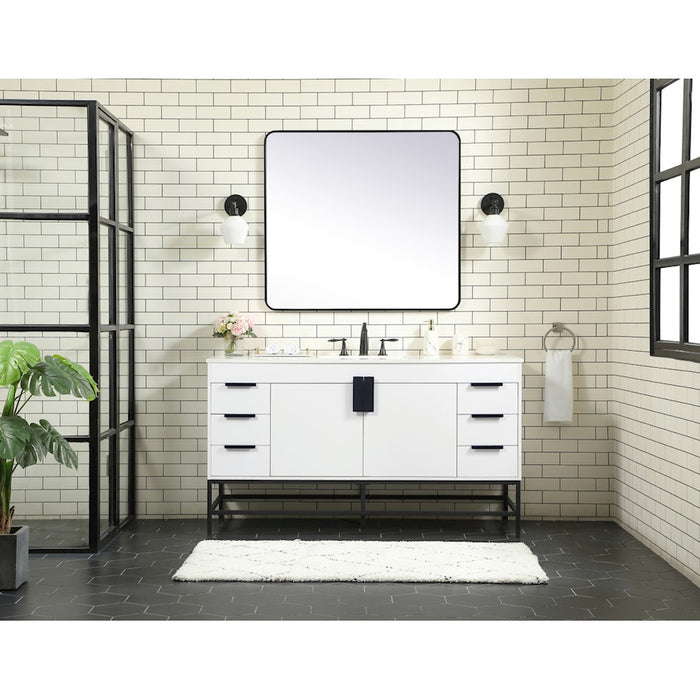 Elegant Kitchen/Bath Eugene 60" Single Bathroom Vanity, Mango Wood