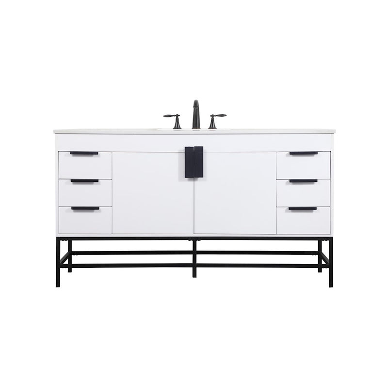 Elegant Kitchen/Bath Eugene 60" Single Bathroom Vanity, White - VF48860MWH