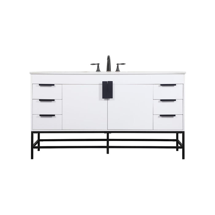 Elegant Kitchen/Bath Eugene 60" Single Bathroom Vanity, White - VF48860MWH