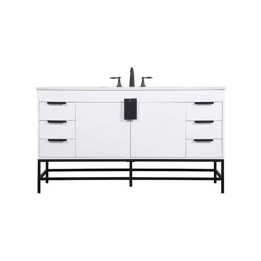 Elegant Kitchen/Bath Eugene 60" Single Bathroom Vanity, White - VF48860MWH