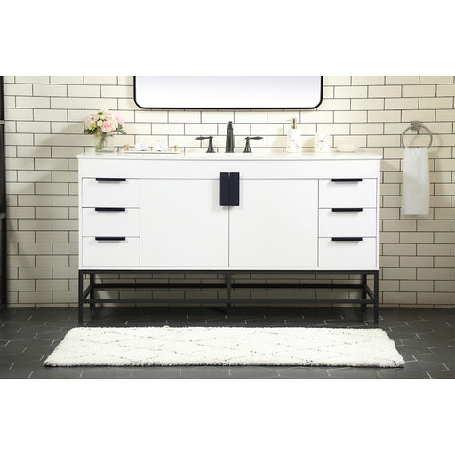 Elegant Kitchen/Bath Eugene 60" Single Bathroom Vanity, White
