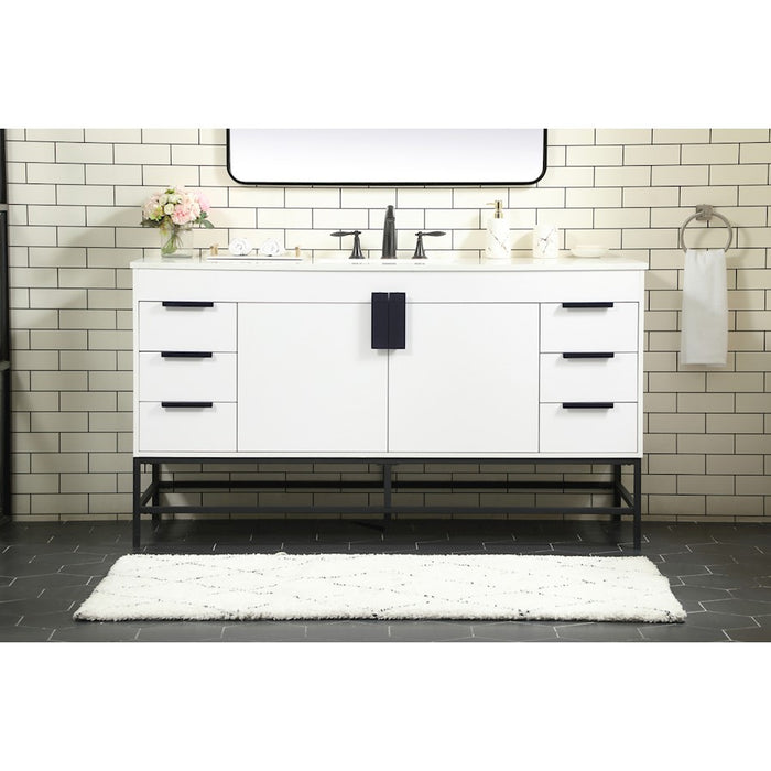 Elegant Kitchen/Bath Eugene 60" Single Bathroom Vanity, White