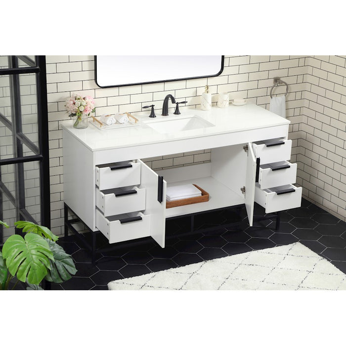 Elegant Kitchen/Bath Eugene 60" Single Bathroom Vanity, White