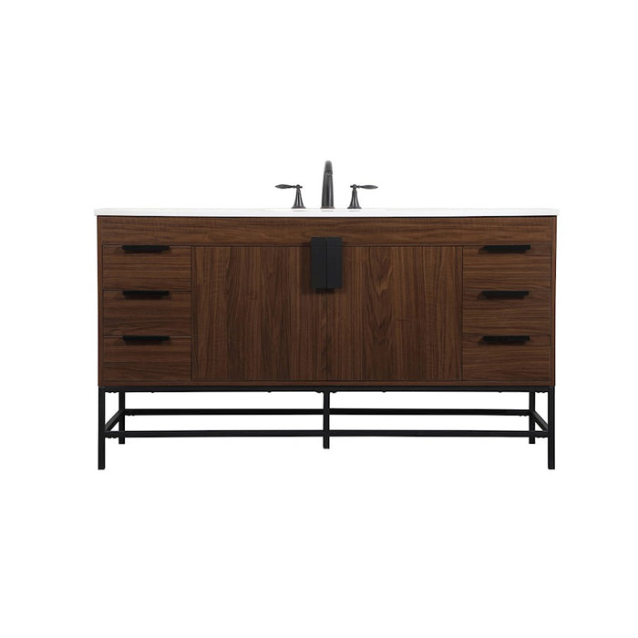 Elegant Kitchen/Bath Eugene 60" Single Bathroom Vanity, Walnut - VF48860MWT