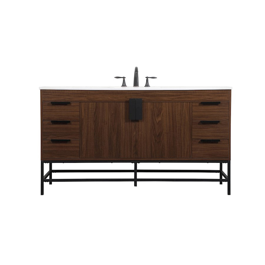 Elegant Kitchen/Bath Eugene 60" Single Bathroom Vanity, Walnut - VF48860MWT