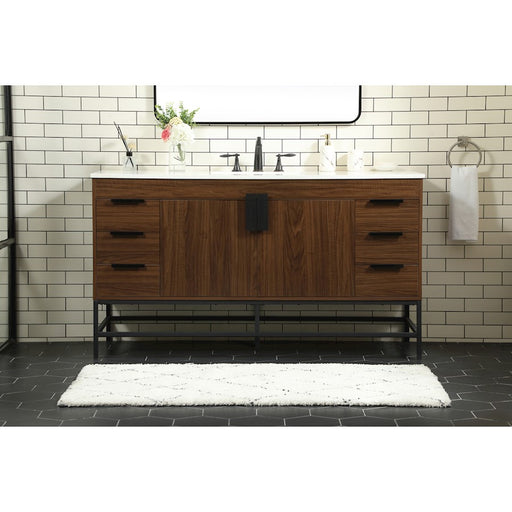 Elegant Kitchen/Bath Eugene 60" Single Bathroom Vanity, Walnut