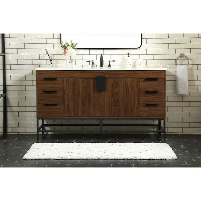 Elegant Kitchen/Bath Eugene 60" Single Bathroom Vanity, Walnut