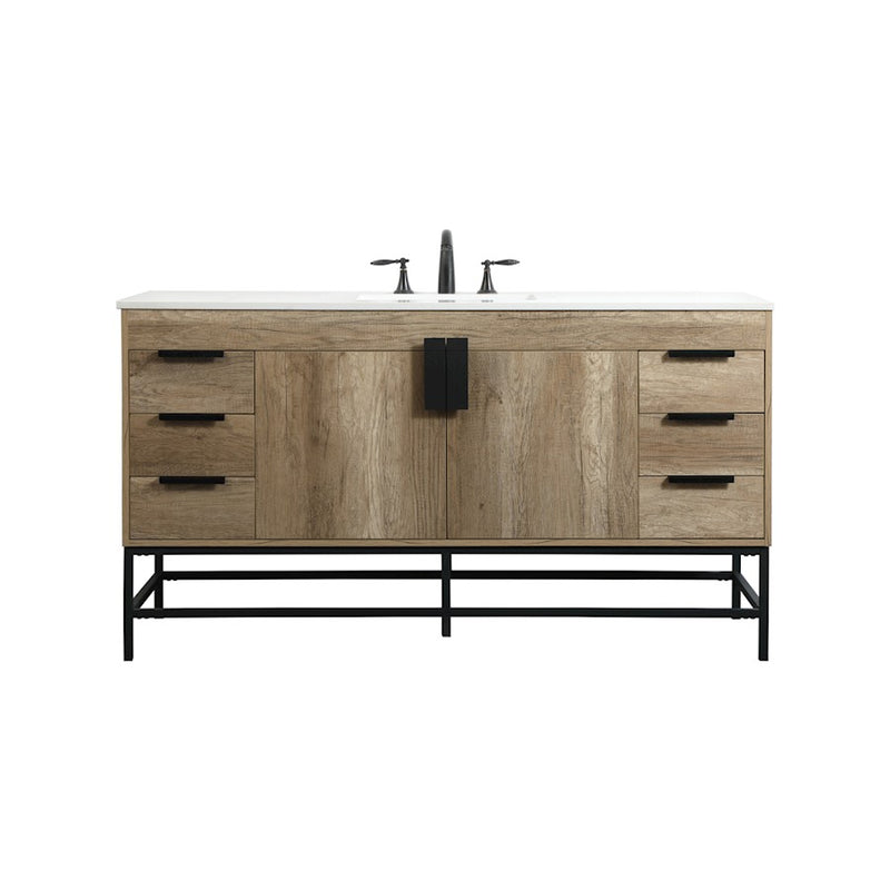 Elegant Kitchen/Bath Eugene 60" Single Bathroom Vanity, Natural Oak - VF48860NT