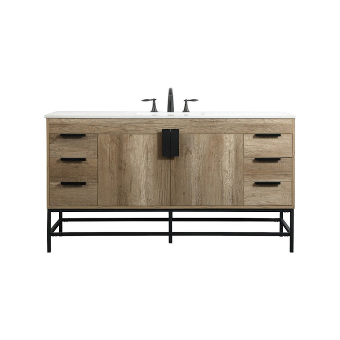 Elegant Kitchen/Bath Eugene 60" Single Bathroom Vanity, Natural Oak - VF48860NT