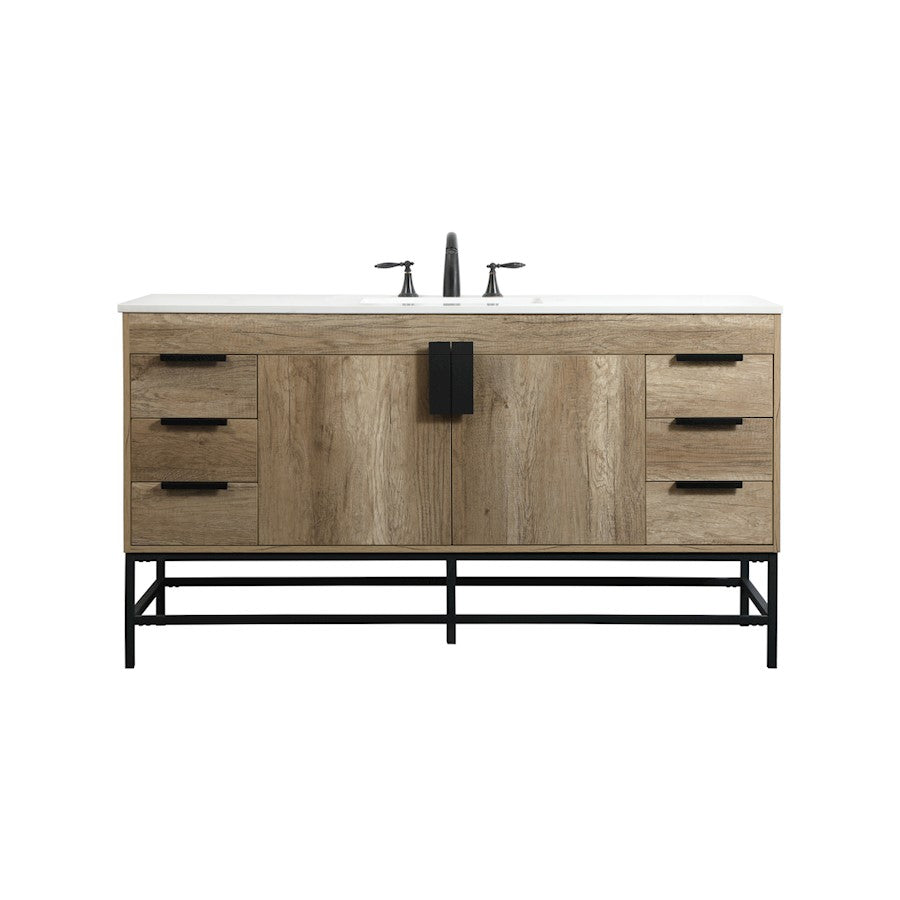 Elegant Kitchen/Bath Eugene 60" Single Bathroom Vanity, Natural Oak - VF48860NT