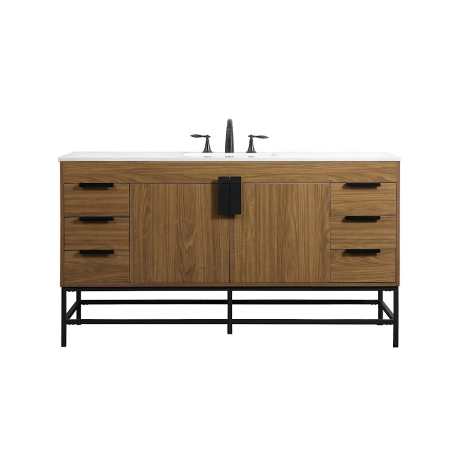 Elegant Kitchen/Bath Eugene 60" Single Bathroom Vanity, Walnut Brown - VF48860WB
