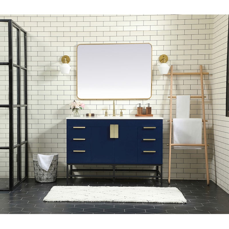 Elegant Kitchen/Bath Eugene 60" Single Bathroom Vanity, Walnut Brown