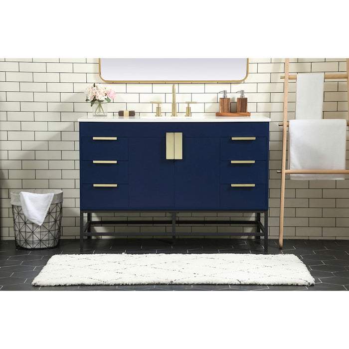 Elegant Kitchen/Bath Eugene 48" Single Bathroom Vanity, Blue