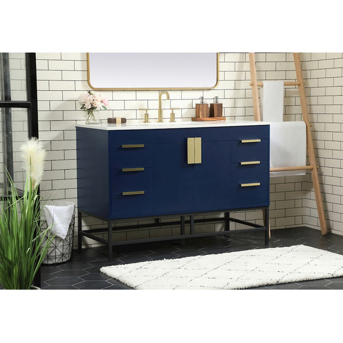 Elegant Kitchen/Bath Eugene 48" Single Bathroom Vanity, Blue