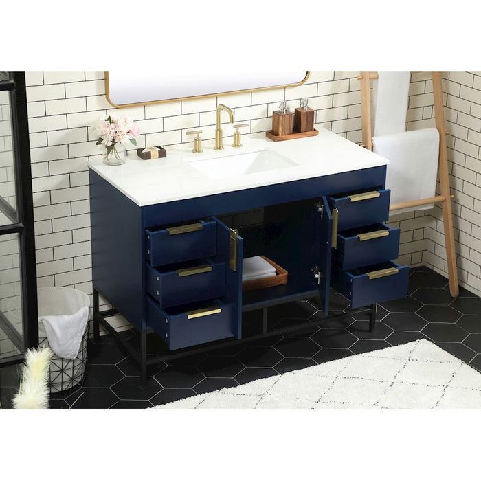 Elegant Kitchen/Bath Eugene 48" Single Bathroom Vanity, Blue