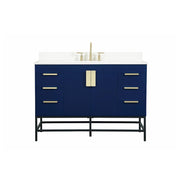 Elegant Eugene 48" Single Bathroom Vanity, Blue/Backsplash - VF488W48MBL-BS