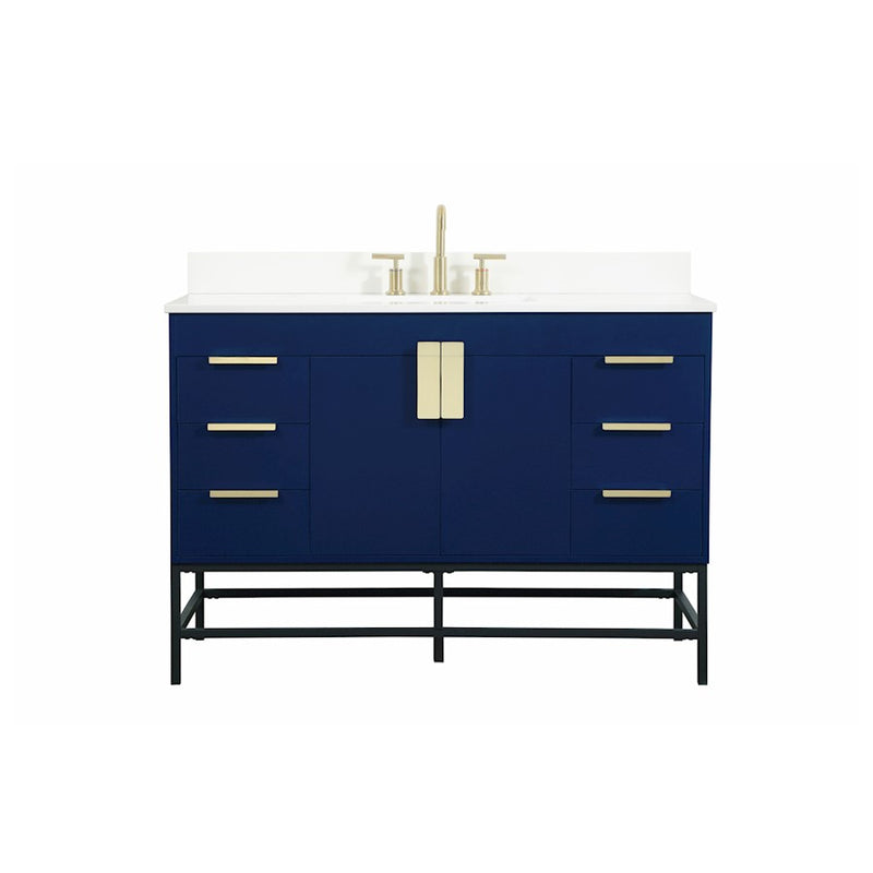 Elegant Eugene 48" Single Bathroom Vanity, Blue/Backsplash - VF488W48MBL-BS